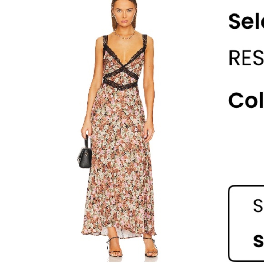 Floral Maxi Dress with Black Accents